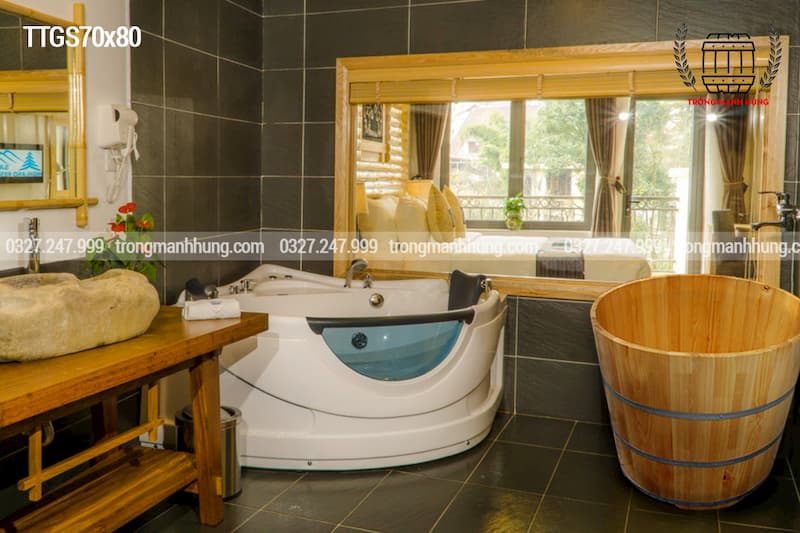 BỒN TẮM TRÒN GỖ THÔNG 2020