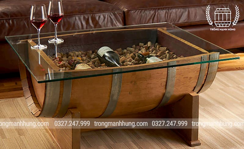 THÙNG BÀN TRANG TRÍ GỖ SỒI