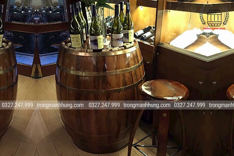 TỦ RƯỢU THÙNG GỖ TRANG TRÍ